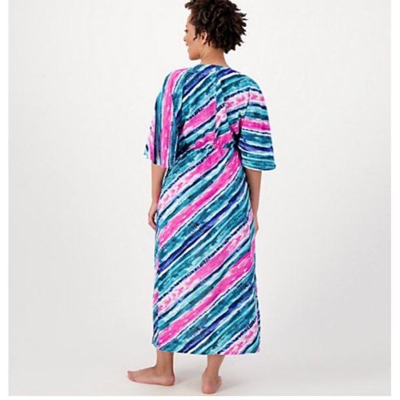 Belle Beach by Kim Gravel Cover-Up XSP/SP ~Tie Front Poolside Palm Black A594836 - Picture 3 of 4